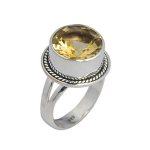 Wholesale Price 925 Sterling <b>Silver</b> Natural Citrine Gemstone <b>Ring</b> for Woman and <b>Man</b> Engagement <b>Rings</b> - Product Image 1