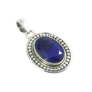 Piedras preciosas de zafiro raras, colgantes de plata de ley 925, venta al por mayor india, colgantes y dijes de joyería fina de plata, fabricante - Product Image 1