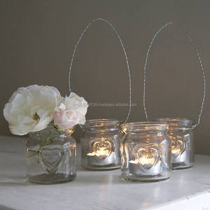 PREMIUM GLASS CANDLE JAR WITH WIRE HANDLE ROUND SHAPED CLEAR GLASS CANDLE TEA <b>LIGHT</b> JAR - Product Image 3