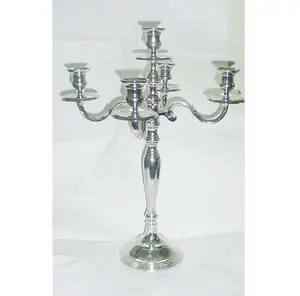 Candelabro plateado de cristal para boda, cuenco de flores, 5 brazos, decoración de mesa