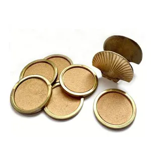 Metal Cork Drink Coasters Seashell Stand Set Of 6