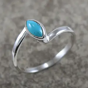 Fashion Minimalist turquoise gemstone ring 925 sterling silver jewelry supplier with elegant look