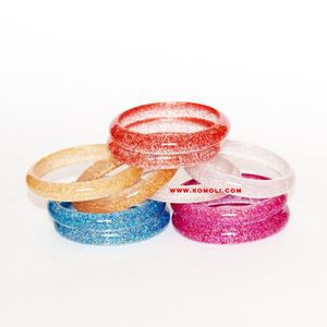 Pulsera de resina rellena de purpurina plateada, brazaletes de resina y puños - Product Image 3