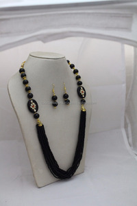 Prix de gros cristal noir perles de verre petit épais déclaration collier mode Simple femmes bijoux hommes cadeau - Product Image 5