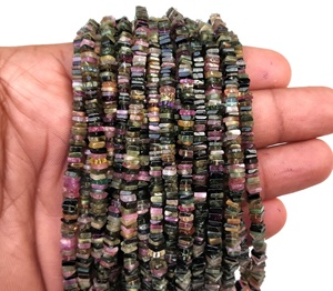 Qualité géniale, 1 brin de forme carrée, Tourmaline naturelle, perles Heishi, fabrication de beaux bijoux - Product Image 6