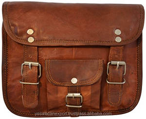 Sac bandoulière unisexe en cuir véritable vintage fait main, imperméable, avec fermeture éclair, best-seller - Product Image 4