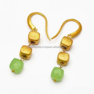 925สเตอร์ลิงเงิน prehnite Chalcedony อัญมณีคลาสสิกทองชุบทันสมัยสำหรับผู้หญิงผลิตขายส่ง - Product Image 1