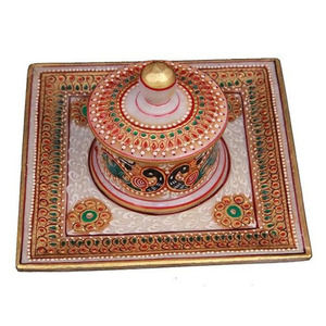 Gorgeous Gold <b>Painted</b> Handicraft Home Decor Salt Box With Plate - Product Image 1