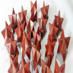 Jaspe rojo Merkaba Star Pocket Gemstone Piedra semipreciosa Artesanía - Product Image 1