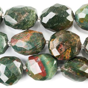 Piedra de sangre de alta calidad, Pepita facetada perforada, piedra preciosa facetada, cadena completa, piedra natural, collar curativo de cristal, mayorista - Product Image 1