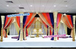 Royal Indian <b>Wedding</b> Draped Mandap Traditional Rajwada Fiber <b>Wedding</b> Mandap Set <b>Wedding</b> Ceremony Jali Pillars Mandap Newyork - Product Image 2