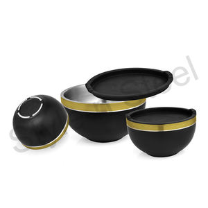 ชุดชามก๋วยเตี๋ยวและน้ำสลัดสแตนเลสผนังสองชั้นเป็นมิตรกับสิ่งแวดล้อมพร้อมฝา3ชิ้นวัสดุโลหะทองแดงสีทอง - Product Image 1