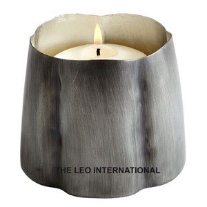 Fortuna argent bougeoir 4X4X4 pouces acier fer métal montagne colline roche forme éclairage décoration cadeaux maison noël - Product Image 1