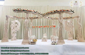 Mariage hindou ancien Mandap en bois mariage en bois Double piliers Mandap bois indien sculpté à la main Mandaps vente d'usine DST UK - Product Image 5