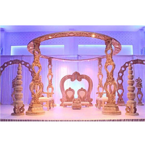 Moderno deslumbrante boda de madera Mandap Shahi nuevo estilo pilares duradero hecho a mano madera Mandap fabricante mejor aspecto de madera - Product Image 1