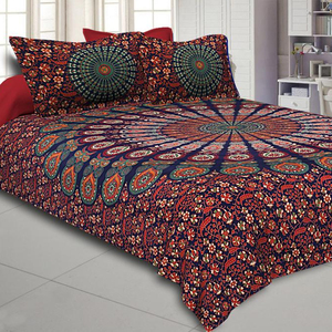 Tapiz de Mandala de algodón 100%, juego de sábanas de cama de tela de algodón de tamaño Queen para decoración del hogar - Product Image 1
