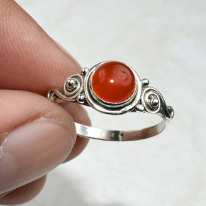 ที่น่าประทับใจรอบรูปร่าง Bezel Carnelian 925แหวนเงินสเตอร์ลิงขายร้อนเครื่องประดับเงินอินเดียเครื่องประดับเงิน - Product Image 3
