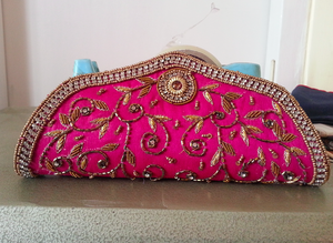 Pochette de soirée de luxe brodée à la main inde sac de fête doublé de satin avec motif de pierre de strass en cristal sac à main de style tendance - Product Image 3