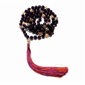 ศิลปินอินเดียทำด้วยมือสร้อยคอพู่มาลาคริสตัลอเมทิสต์ซิทรินธรรมชาติลูกปัดจิตวิญญาณเครื่องประดับโยคะของขวัญมุก - Product Image 4