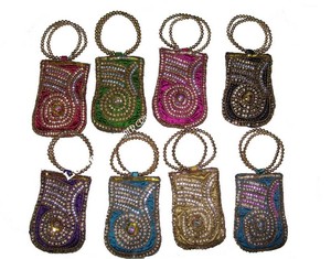Indian Handmade Embroidered <b>Phone</b> Clutch Purse Durable Polyester Crossbody Mobile Bag with Holder <b>Feature</b> - Product Image 1
