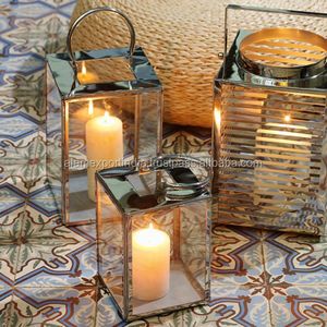 Lanterne suspendue en verre transparent de la meilleure qualité en acier inoxydable lanterne finie argentée pour la décoration de jardin décorations de maison et de bureau - Product Image 1