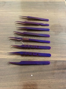แหนบขนตาปลอมทำจากสเตนเลสเคลือบสีพื้นม่วงออกแบบโลโก้ได้ตามต้องการ - Product Image 6