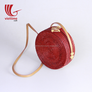 Sac de plage en rotin de cercle de style vintage du Vietnam avec sac en rotin de décoration de gland en gros du Vietnam - Product Image 6