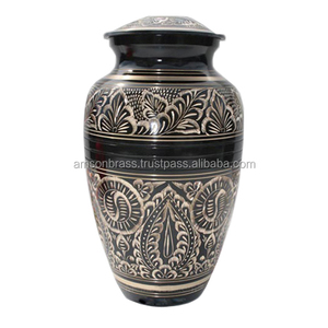 Urna de cremación de latón marrón brillante, urnas funerarias de recuerdo con acabado dorado negro, cremación funeraria - Product Image 5