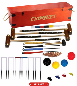Ensemble de croquet en bois léger, réglable, finition rétro et classique - Product Image 4