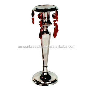 SILVER SHINY FINISHES COLORFUL CRYSTAL DECORATIVE HANGING CANDLE STAND Tapered Candle <b>Holders</b> Gold <b>Candlestick</b> <b>Holders</b> - Product Image 1