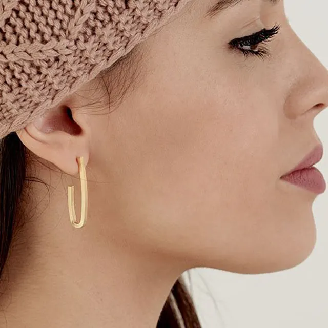 Gold Plated Minimalist Stud Design Women Handmade Earrings