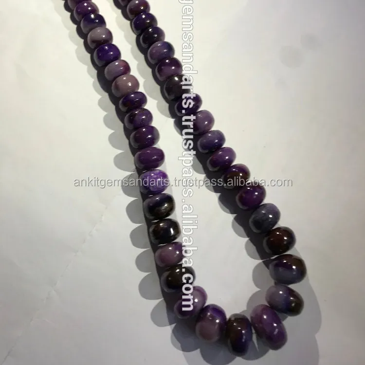 Perles géliite naturelles violettes, unies, perles unies