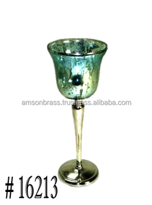 Bougeoir en aluminium avec abat-jour en verre - Product Image 5