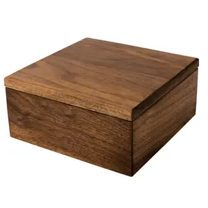 Caixa de madeira personalizada de acácia, caixa de armazenamento de madeira sem acabamento e acessório de joias