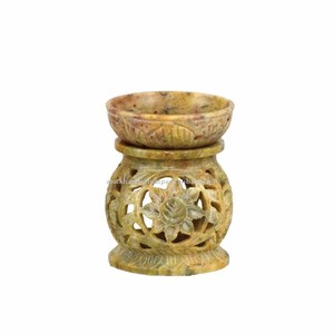 Bougeoir en pierre de savon naturelle sculptée à la main, fait à la main, nouveau modèle Exclusive, pour le parfum - Product Image 1