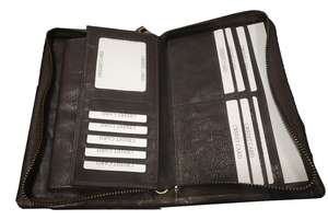 Cartera de cuero genuino para mujer con decoración bordada Característica RFID Cierre de cremallera Forro largo y patrón de caramelo Poliéster - Product Image 2