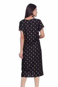 Venta al por mayor negro impreso natural recto verano encaje 100% algodón Kurta para ropa informal y de fiesta - Product Image 2