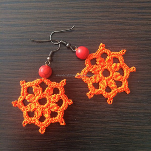   Pendientes de Algodón Hechos a Mano con Cuentas (Naranja) - Product Image 1