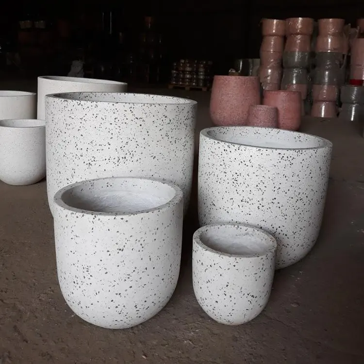 [Ecova-potes] o pote alto clássico em pedra branca flor de cimento leve potes para decoração de varanda e jardim