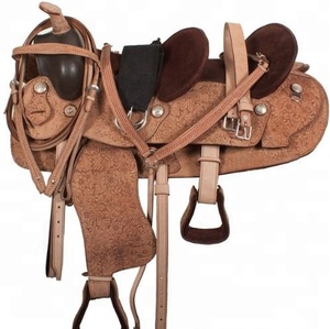 Selle Western en cuir véritable de qualité supérieure double siège pour l'équitation - Product Image 2