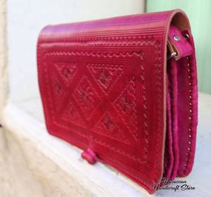 2019 marocain Vintage en cuir véritable sac à main avec bouton de verrouillage fermeture motif géométrique Style bohème femmes pochette - Product Image 3