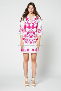 Nouveau Style Américain Gamme Exclusive Paysan Plage Robe Tunique À La Mode Ethnique Vintage Look Floral Mexicain Oiseau Broderie - Product Image 3