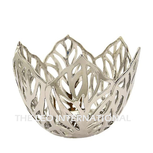 ชามอลูมิเนียมโลหะเคลือบเงาทรงใบไม้อุปกรณ์เสริมสำหรับโต๊ะอาหารทำด้วยมือ - Product Image 1