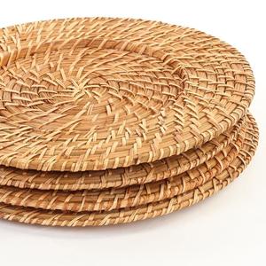 Assiette de charge en rotin écologique tissée à la main avec bord en bambou pour une décoration de table de mariage élégante et une utilisation quotidienne des repas - Product Image 3