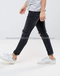 Shemax-Vaqueros ajustados con Rips en negro, lavado - Product Image 6