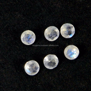 Pierre de lune arc-en-ciel blanche naturelle, taille ronde de 5 mm, 0,40 carats, pierre précieuse en vrac pour bijoux - Product Image 2