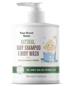 Organic Baby Shampoo And Body Wash Fragrance Free | Private Label | Wholesale | Bulk | Made in EU