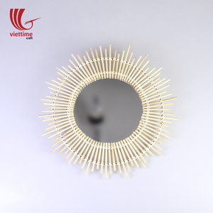 Miroir décoratif mural en rotin style vintage de différentes formes, meilleur choix d'article fabriqué en gros au Vietnam - Product Image 4