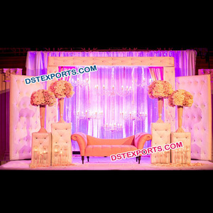 Panel de fondo de cuero para boda, Panel de fondo con cristal de estilo asiático para escenario de boda, Moderno - Product Image 1