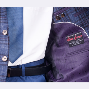 Traje de Negocios Transpirable de Seda y Lino para Hombre Steve & James, Cuello en V, Corte Moderno, Chaqueta Personalizable, Talla Ajustable - Product Image 6
